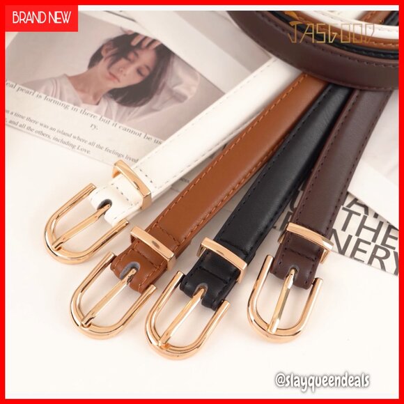 3 Pack Skinny Leather Belts for Women with Gold Buckle for Jeans and Dresses main image 6